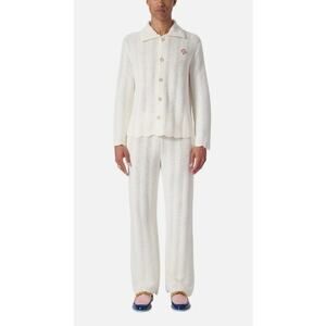 Casablanca Tennis Club White Wavy Gradient Long Sleeve Crochet Shirt Mens XS